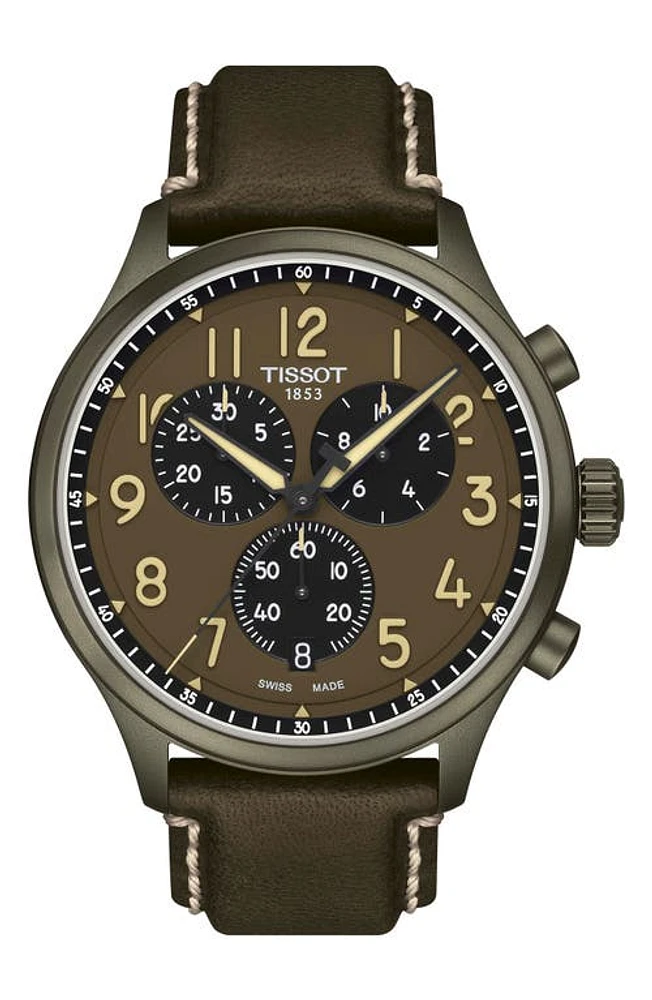 Tissot Chrono XL Chronograph Leather Strap Watch, 45mm in Beige at Nordstrom, Size 45 Mm