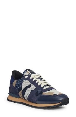 Valentino Garavani Rockrunner Sneaker in Mwt-Marine-Br. indigo-Beige at Nordstrom, Size 13Us