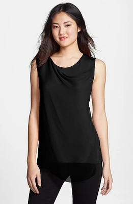 T Tahari 'Creston' Chiffon Overlay Top in Black at Nordstrom, Size Small