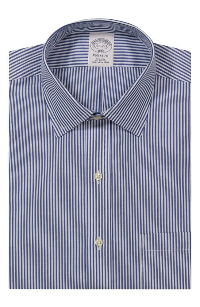 Brooks Brothers Candy Stripe Non-Iron Regent Fit Dress Shirt Stpblue at Nordstrom,