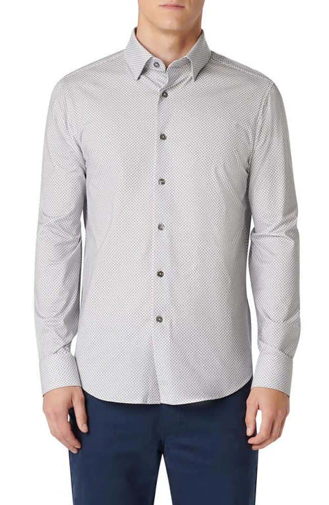 Bugatchi Jules OoohCotton Fish Scale Print Button-Up Shirt Cement at Nordstrom,