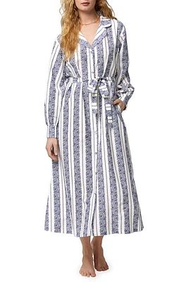 BedHead Pajamas Floral Stripe Cotton & Silk Button-Up Caftan in Provencal Stripe at Nordstrom, Size Small