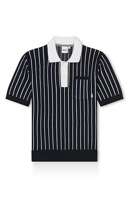 BOSS Kidswear Kids' Mini Me Stripe Cotton Polo Navy at Nordstrom, Y