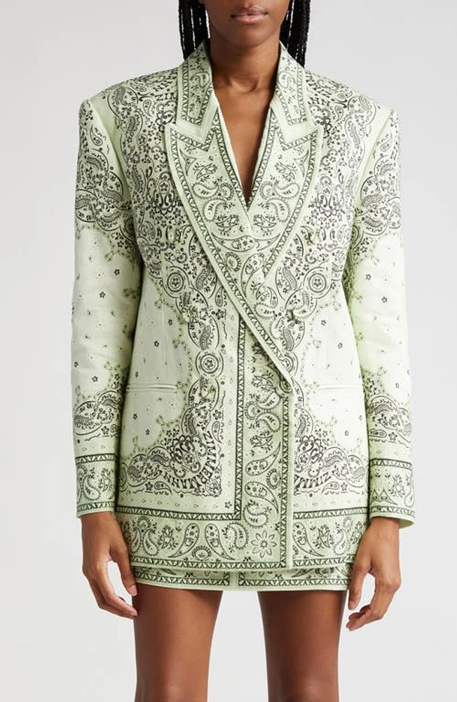 Zimmermann Matchmaker Bandana Linen Jacket in Mint Bandana at Nordstrom, Size 3