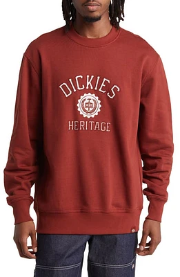 Dickies Oxford Logo Appliqué Crewneck Sweatshirt Fired Brick at Nordstrom,