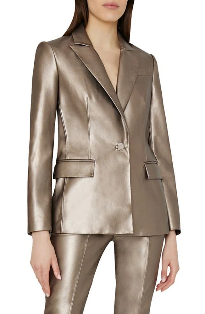 Milly Alexa Crinkled Faux Leather Blazer in Silver at Nordstrom, Size 0