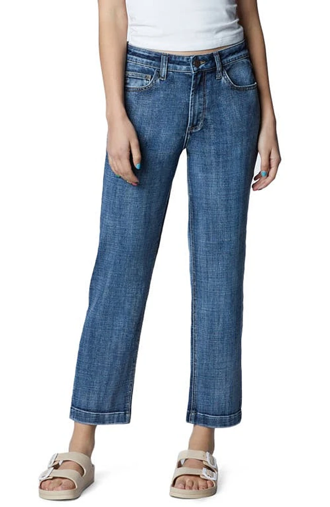 HINT OF BLU Clever High Waist Slim Straight Leg Jeans Tide Blue Dark at Nordstrom,