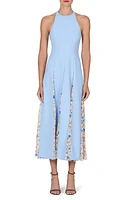 Carolina Herrera Floral Godet Sleeveless Fit & Flare Dress in Lake Blue Multi at Nordstrom, Size 2