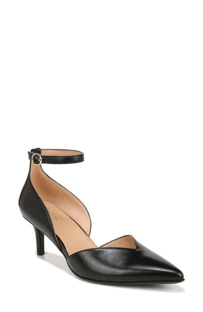 Naturalizer Evelyn Ankle Strap Pointed Toe Pump in Black Leather at Nordstrom, Size 9.5