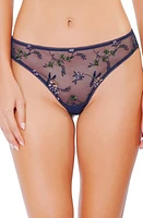 Huit Insouciante Embroidered Thong Marine at Nordstrom,