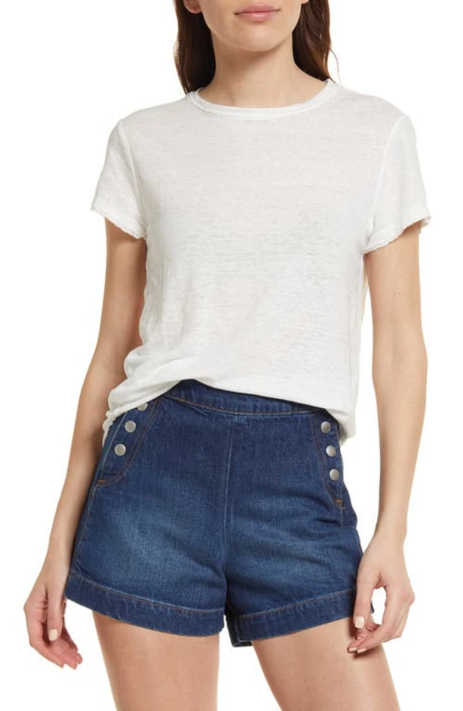 FRAME Easy True Organic Linen T-Shirt Blanc at Nordstrom,