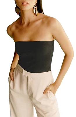 Reformation Seren Strapless Organic Cotton Jersey Top Black at Nordstrom,