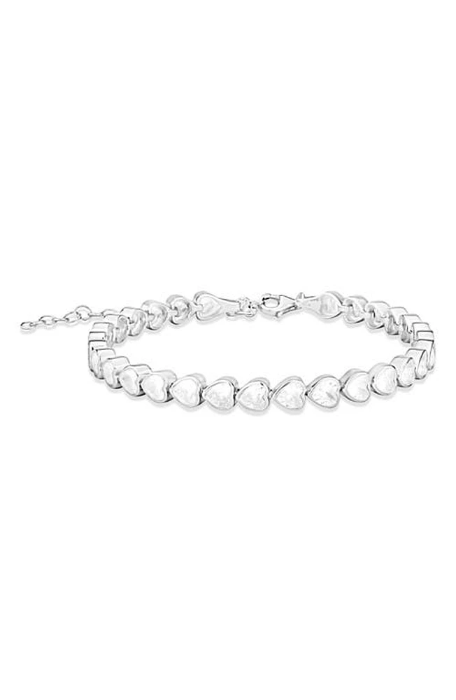 SHYMI Cubic Zirconia Heart Tennis Bracelet in Silver/White at Nordstrom, Size 6