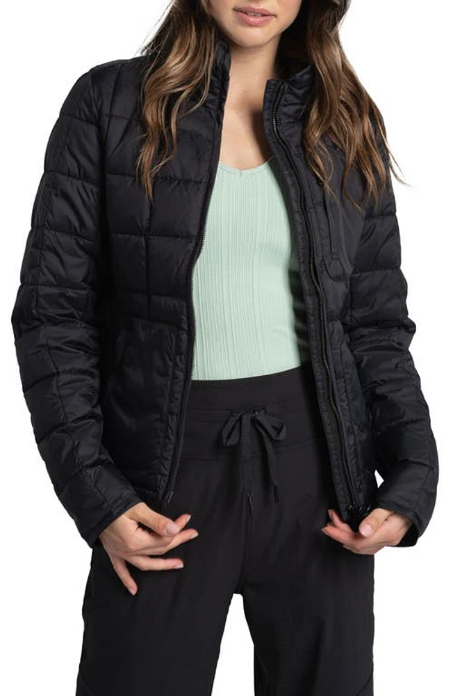 Lole Daily Water Repellent Quilted Stand Collar Jacket Black Beauty at Nordstrom,