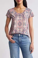 Lucky Brand Print Crewneck Tee Navy/Rose at Nordstrom,