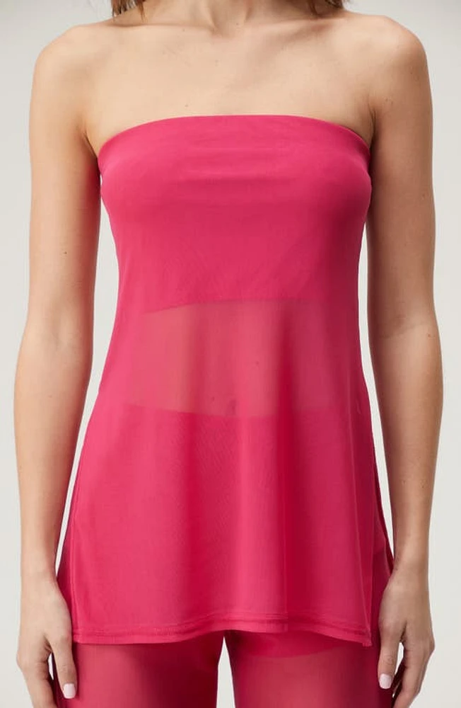 NASTY GAL Longline Sheer Mesh Tube Top Pink at Nordstrom,