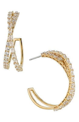 Nadri Isle Cubic Zirconia Crossed Hoop Earrings in Gold at Nordstrom