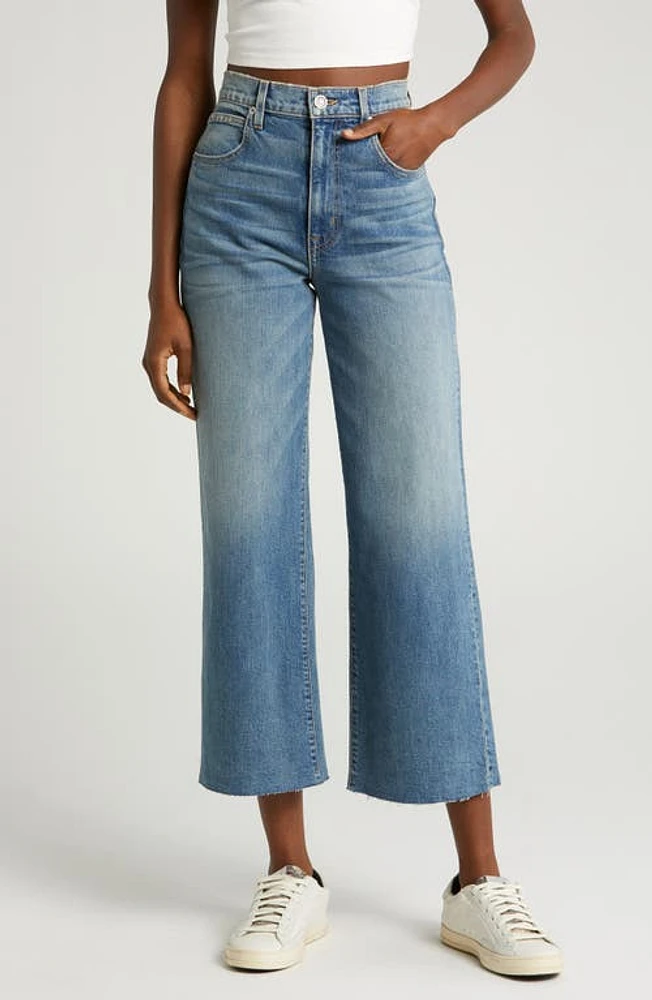 SLVRLAKE Grace Raw Hem High Waist Crop Wide Leg Jeans at Nordstrom,