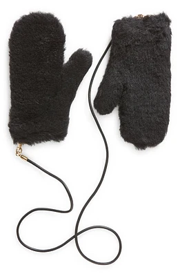 Max Mara Ombrato Teddy Alpaca Blend Mittens in Black at Nordstrom, Size Medium