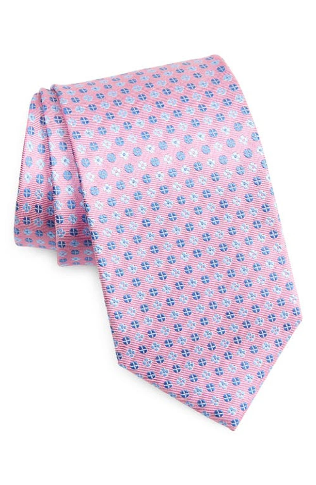 David Donahue Neat X-Long Silk Tie in Berry at Nordstrom