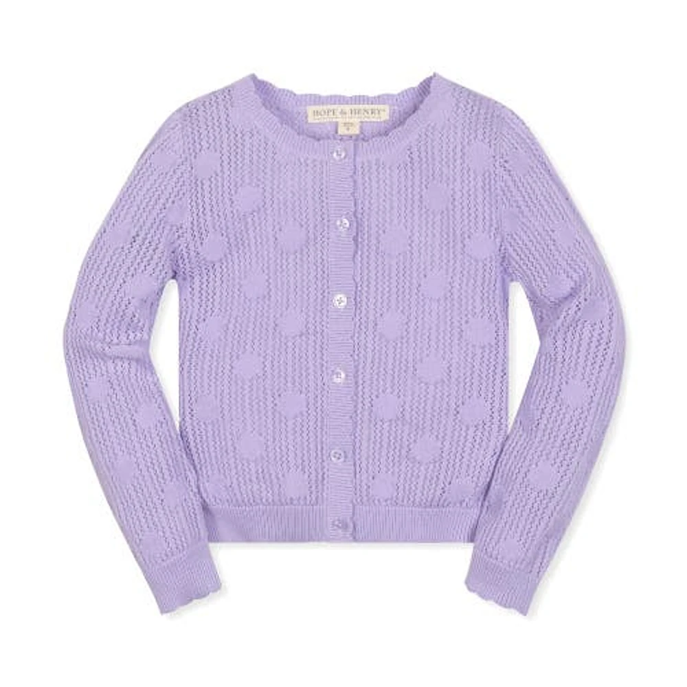 Hope & Henry Girls' Scallop Edge Mesh Dot Cardigan, Infant Lavender at Nordstrom,