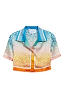 Casablanca Gradient Monogram Silk Crop Camp Shirt Diamond Degrade at Nordstrom, Us