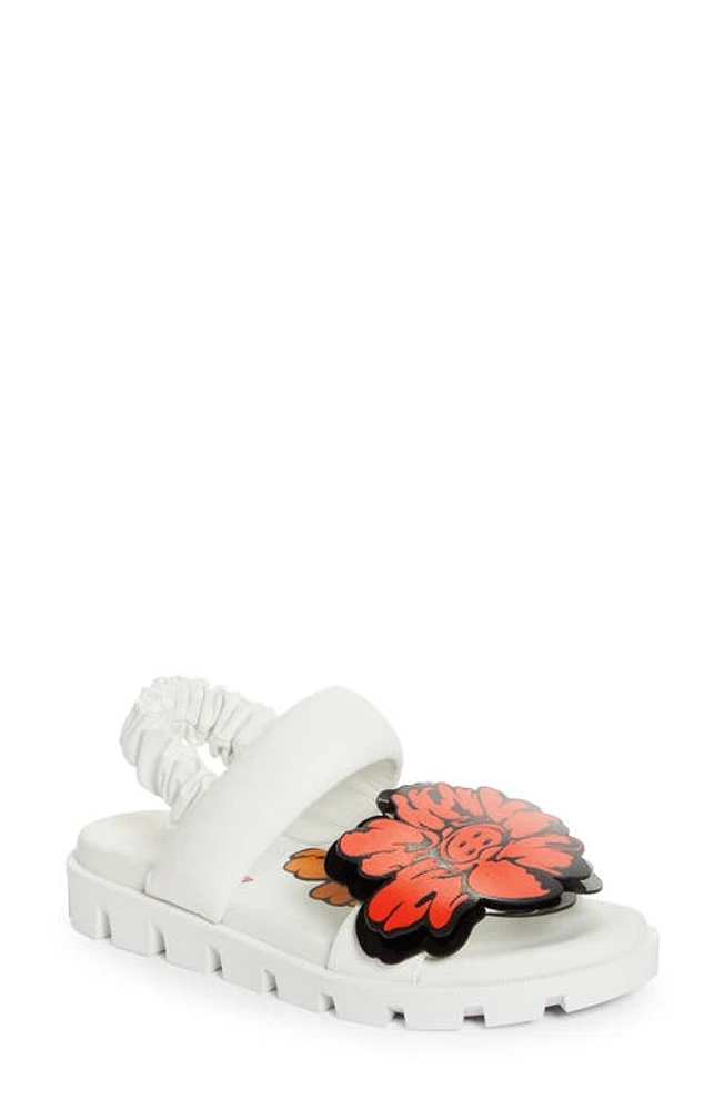 Christian Louboutin x Shun Sudo Button Flower Lug Slingback Sandal W302 Bianco/Lin Bianco at Nordstrom,