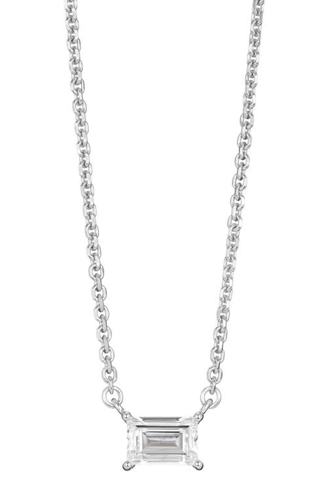 LIGHTBOX 0.375-Carat Lab Grown Diamond Baguette Pendant Necklace in White/14 White Gold at Nordstrom