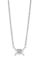 LIGHTBOX 0.375-Carat Lab Grown Diamond Baguette Pendant Necklace in White/14 White Gold at Nordstrom