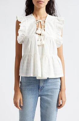 MILLE Chelsea Ruffle Cotton Blend Top at Nordstrom,