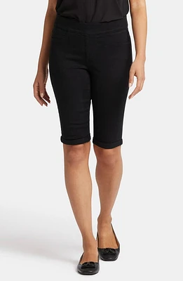 NYDJ Roll Cuff Pull-On Denim Bermuda Shorts Overdye Black at Nordstrom,