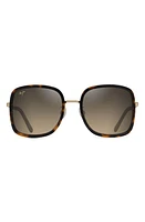 Maui Jim Pua 55mm Polarized Square Sunglasses in Tortoise With Shiny Gold at Nordstrom