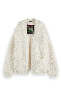 Scotch & Soda Hand Knit Wool Blend Cardigan in Soft Ice at Nordstrom, Size X-Large