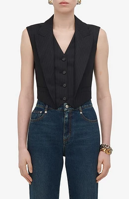 Alexander McQueen Pinstripe Tailored Wool Vest Navy at Nordstrom, Us