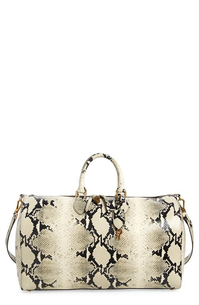 Khaite Pierre Weekender Snakeskin Print Leather Duffle Bag in Natural at Nordstrom