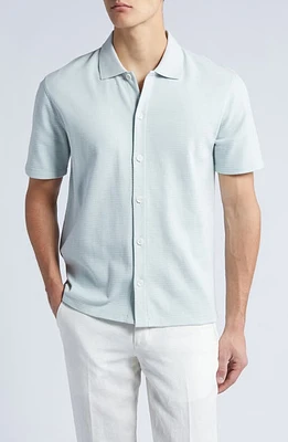 Vince Variegated Jacquard Knit Short Sleeve Button-Up Shirt at Nordstrom,