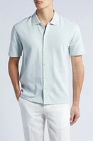 Vince Variegated Jacquard Knit Short Sleeve Button-Up Shirt at Nordstrom,