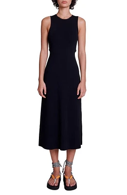 maje Remo Sleeveless Cutout Midi Dress in Black at Nordstrom, Size 3