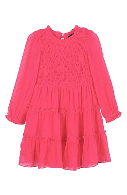 Zunie Kids' Smocked Bodice Long Sleeve Dress Fuchsia at Nordstrom,