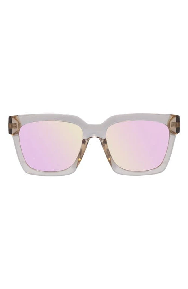 Le Specs Weekend Riot 56mm Mirrored Rectangular Sunglasses in Raw Sugar at Nordstrom