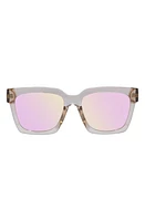 Le Specs Weekend Riot 56mm Mirrored Rectangular Sunglasses in Raw Sugar at Nordstrom