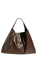 KASSL Oil Coated Canvas Shoulder Tote in Dark Brown at Nordstrom