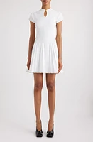 Balmain Pleated Fit & Flare Sweater Dress in 0Fa White at Nordstrom, Size 10 Us