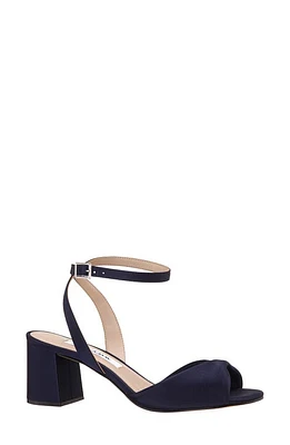 Nina Nigella Glitter Ankle Wrap Sandal New Navy Luster Satin at Nordstrom,