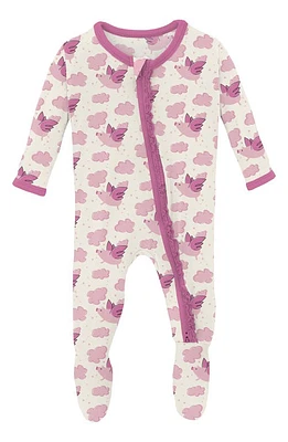 KicKee Pants Pig Print Fitted One-Piece Pajamas Nat Flying Pigs at Nordstrom,