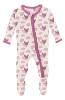 KicKee Pants Pig Print Fitted One-Piece Pajamas Nat Flying Pigs at Nordstrom,