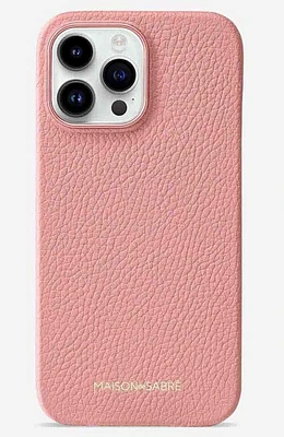 MAISON de SABRÉ Leather Phone Case in Pink Lily at Nordstrom, Size Iphone 15 Pro