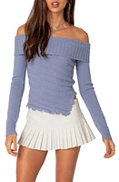 EDIKTED Sonya Foldover Off the Shoulder Sweater Blue at Nordstrom,