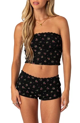 EDIKTED Aislinn Floral Waffle Knit Tube Top Mix at Nordstrom,