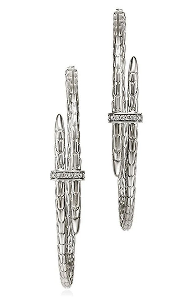 John Hardy Spear Diamond Bypass Hoop Earrings in Silver at Nordstrom